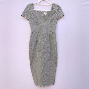 Unique Vintage Dress B&W Houndstooth Dress